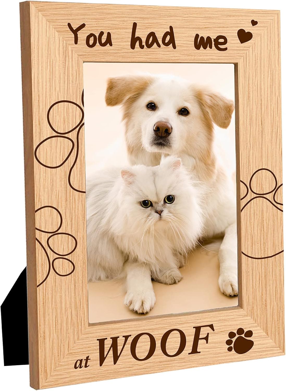 CRASPIRE 6x8 Engraved Wooden Picture Frame Cats Dogs Picture Frames