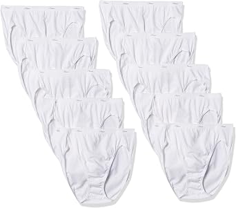 Hanes Women's Breathable Cotton Hi-Cuts Panty, White, 10-Pack, 6