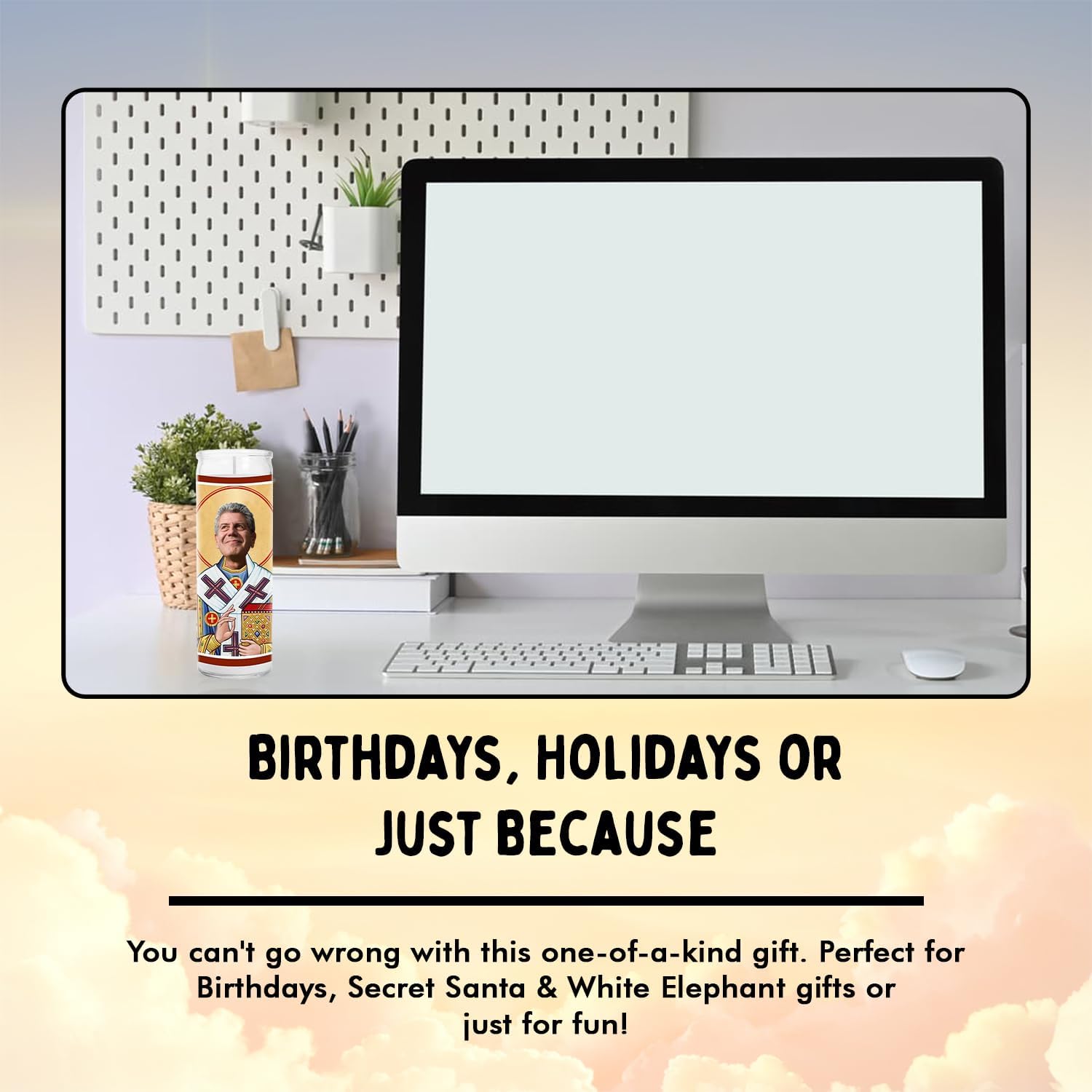 Anthony Celebrity Glass Jar Candle – Unscented Handmade Soy Wax Votive Candle – Unique Gift for Food Lovers – Home Decor Collectible for Living Room & Office – 8 Inch