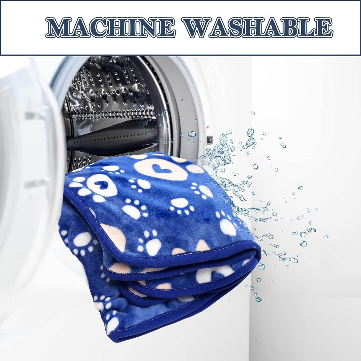 Dog Blanket, Soft Fleece Dog Blankets for Large Dogs, Fluffy Flannel Pet Cat Puppy Blanket Mat Cover for Bed Couch, Cute Paw Print Throw Blanket for Dogs, Blue 60"X50" - Image 8