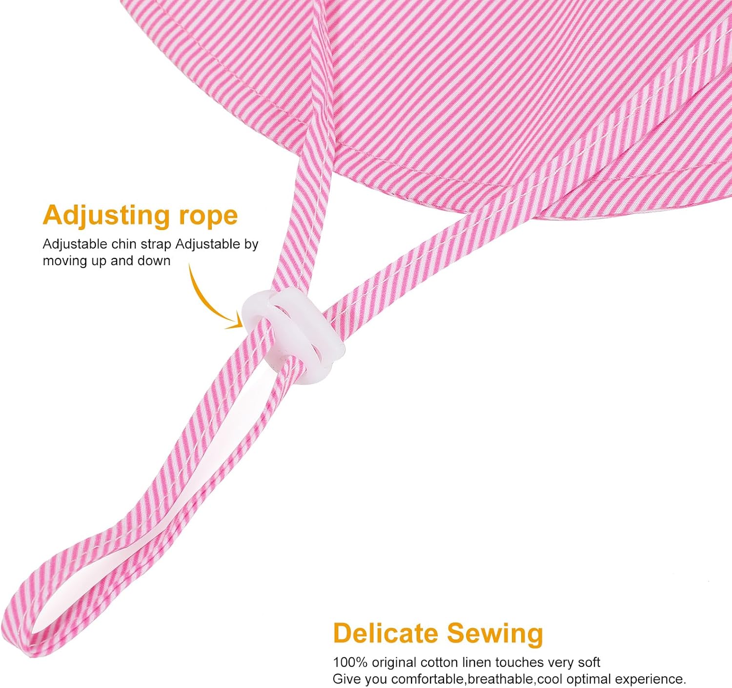 Baby Girl Sun Hat Toddler Beach Hats with UPF 50+ Protective Infant Summer Hat with Wide Brim Baby Girls Bucket Hat Swim Hat (US, Age, 0 Months, 6 Months, Pink Stripes with Bow)