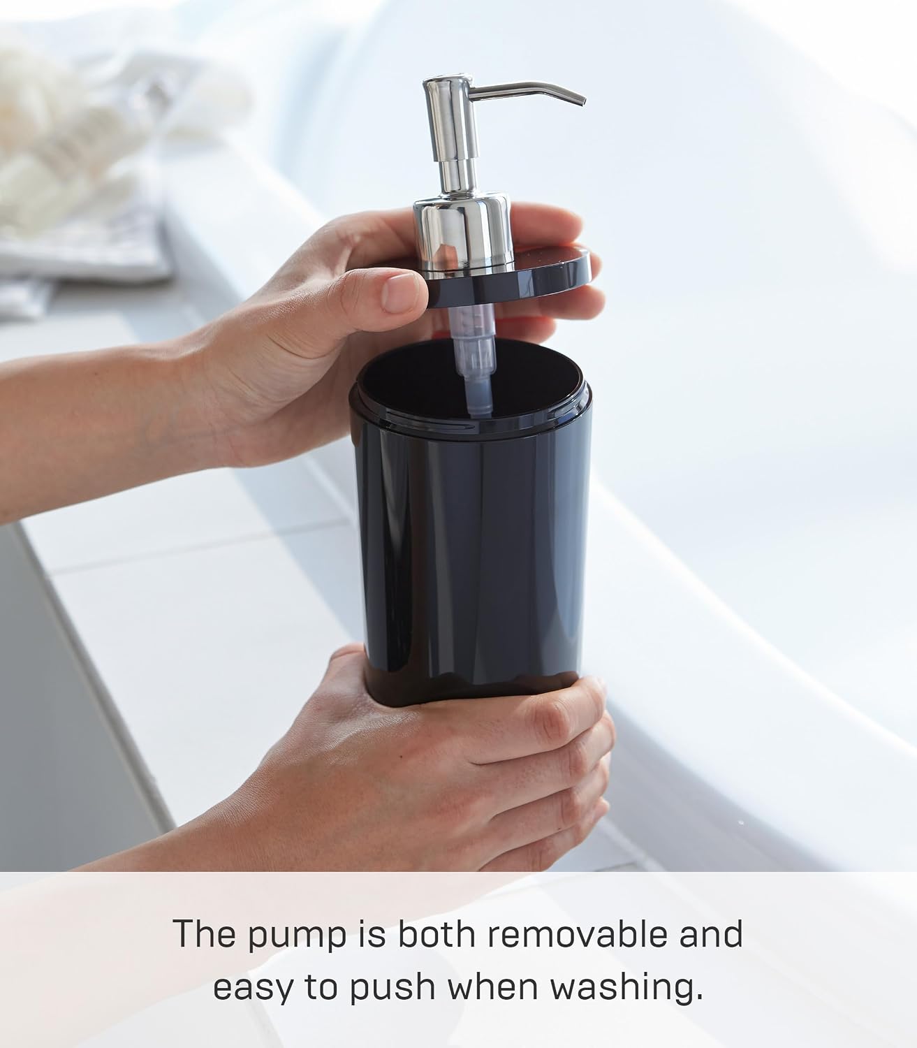 Yamazaki Home Tower Shower Dispenser - Contemporary Bottle Pump - Body Soap - Abs Plastic - 16.9 Fluid Oz., 500 Ml