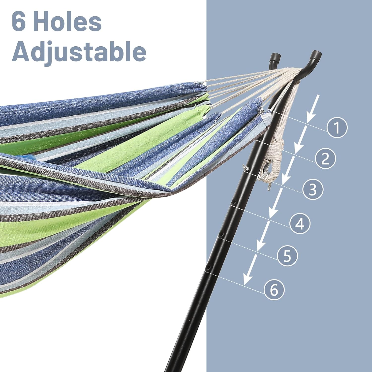 SUPERJARE Hammock with Stand, 2 Person Heavy Duty Hammock Frame, 450lbs Capacity, Hammock for Outside, Portable Hammock with Carrying Bag, for Beach, Camping, Backyard - Blue/Green