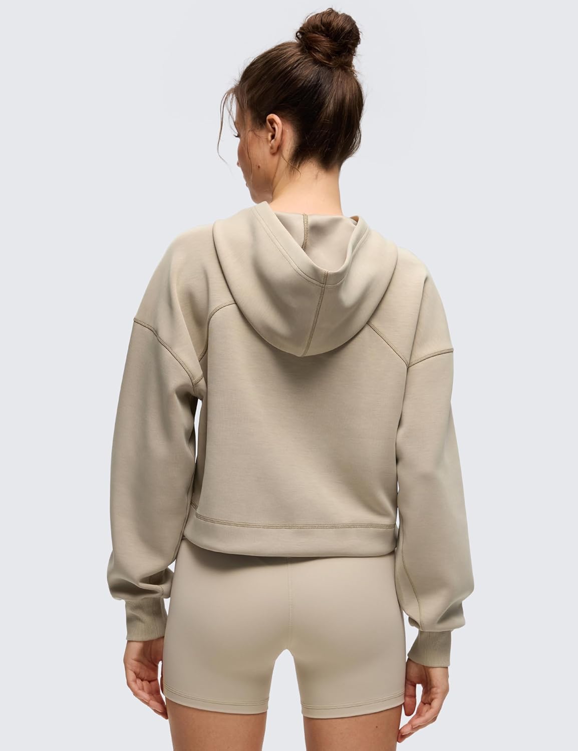 CRZ YOGA SoftAura Cropped Hoodies for Women - Long Sleeve Pullover Basic Workout Casual Hooded Sweatshirts - Image 2