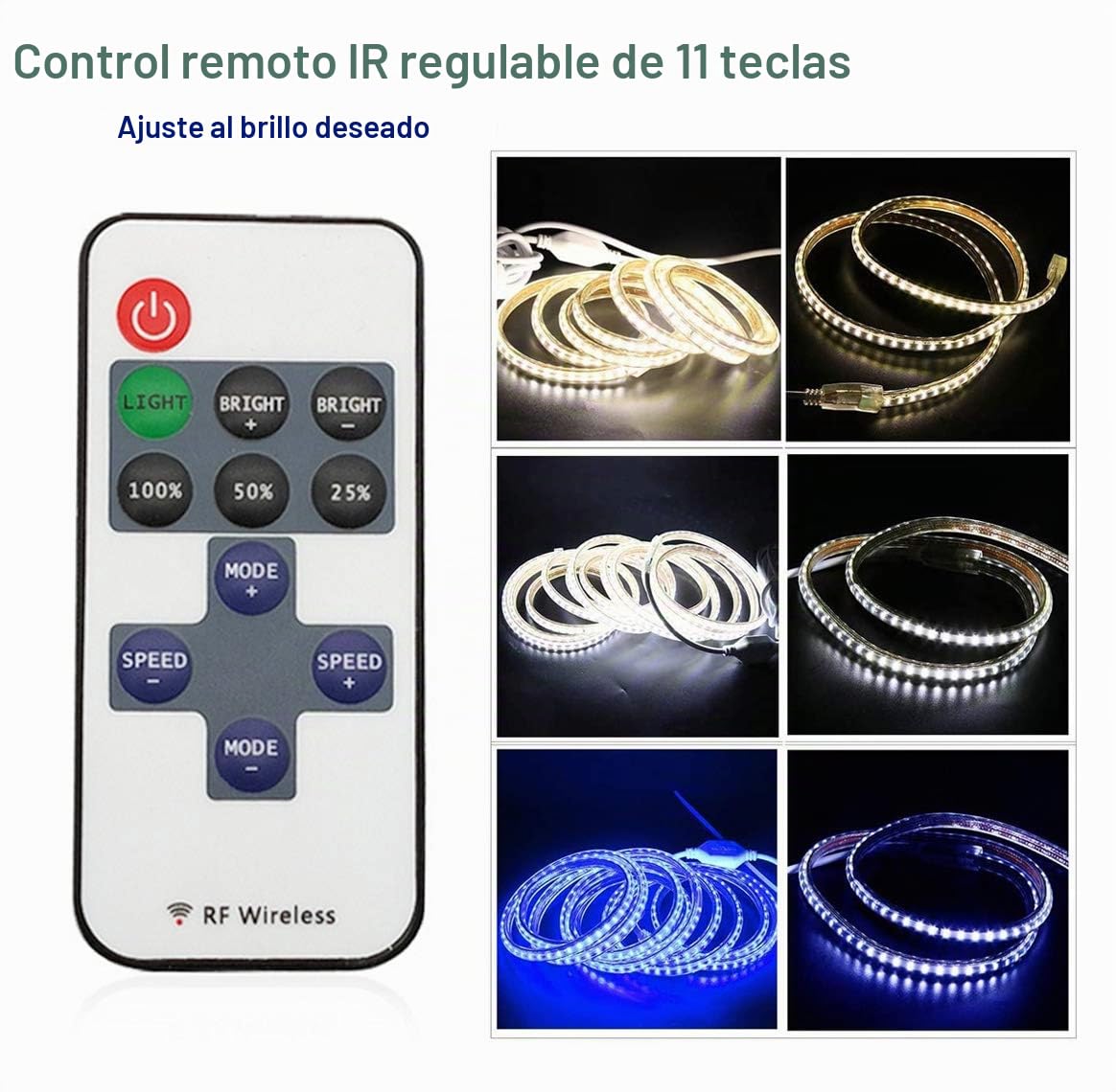 XUNATA 25m Tira LED Regulable con Control Remoto, Impermeable 220V Strip Lihgts para Escalera Techo Habitacion Cocina, Flexible Luces Decoración- Blanco Cálido