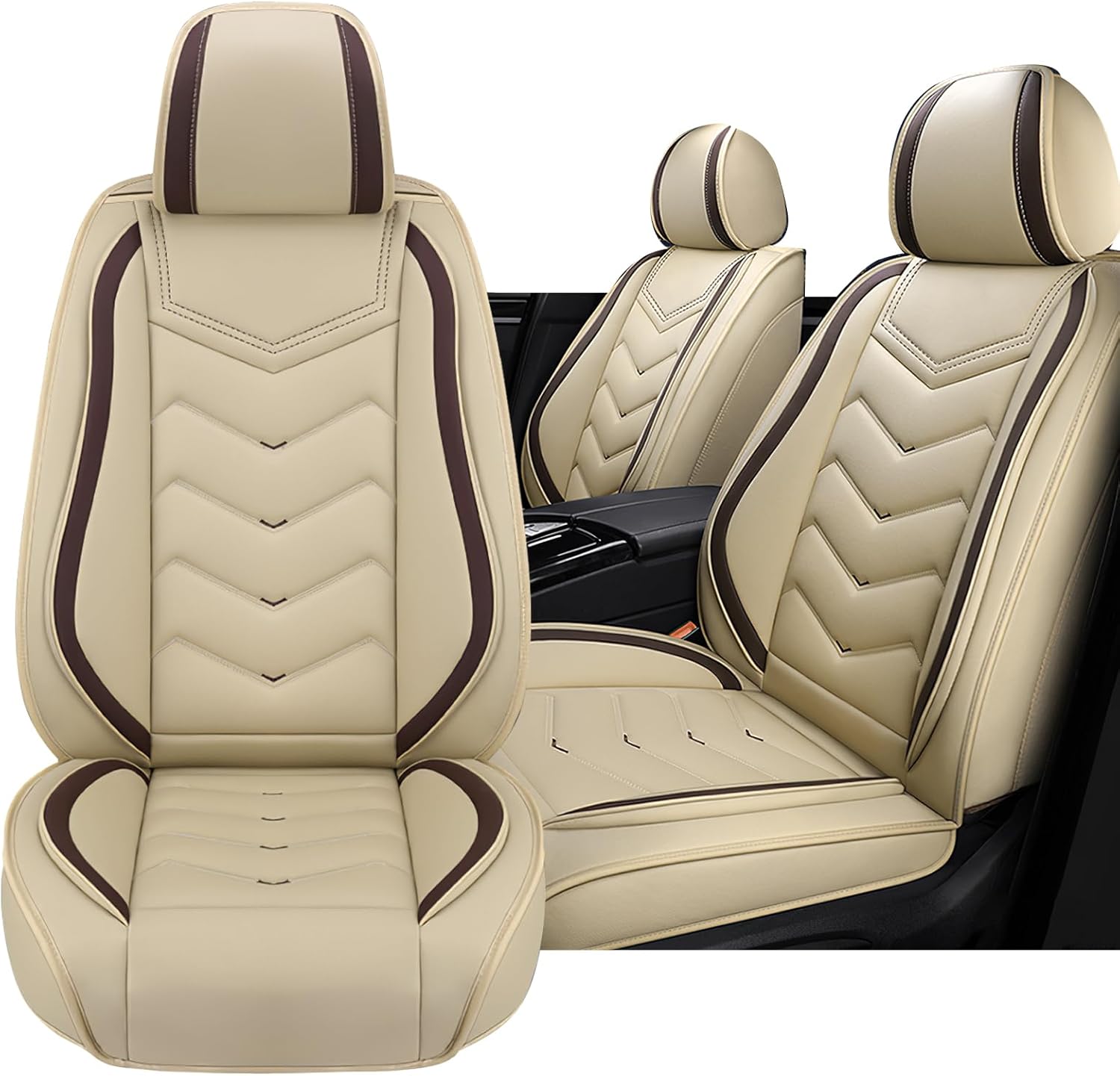 Car Seat Cover for Honda Accord 2000-2026, Driver's Seat Covers,Non-Slip Waterproof seat Cover,Wear-Resistant Nappa Leather car seat Covers. (Standard 2 Seats/Beign)