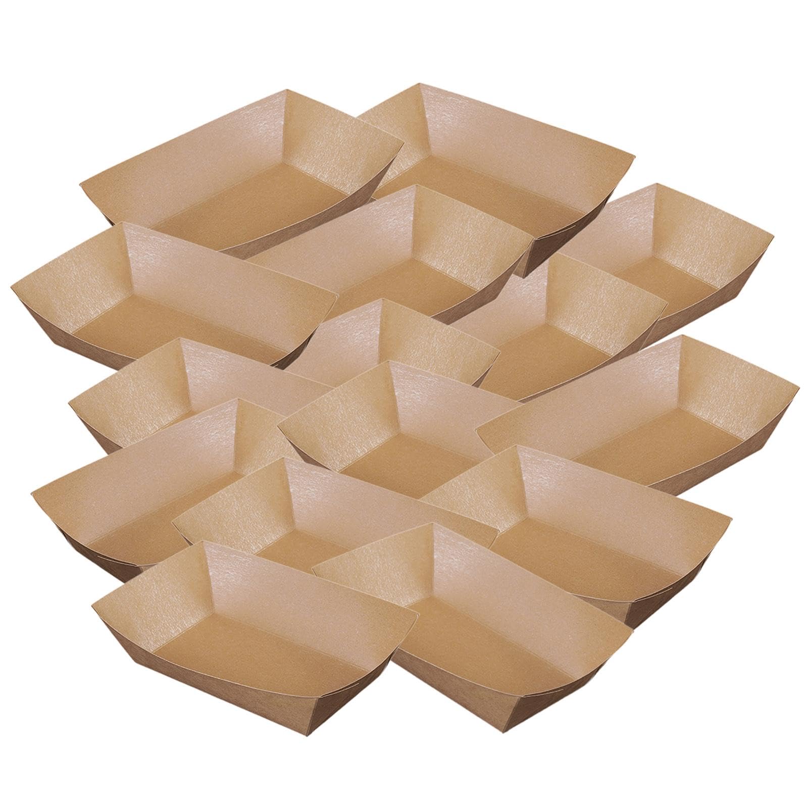 Lot de 100 barquettes en papier kraft pour tacos, nachos, frites, corn, M