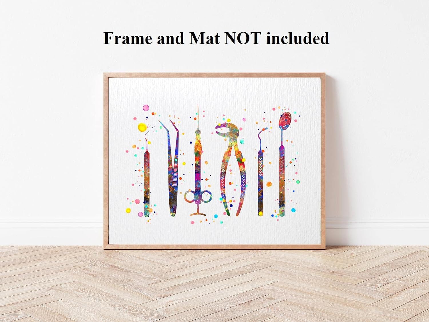 Dignovel Studios 11X14 Unframed Dentist Tools Watercolor Art Print Poster Tooth Medical Surgeon Dental Clinic Instruments Dentistry Office Wall Décor Hanging DN751