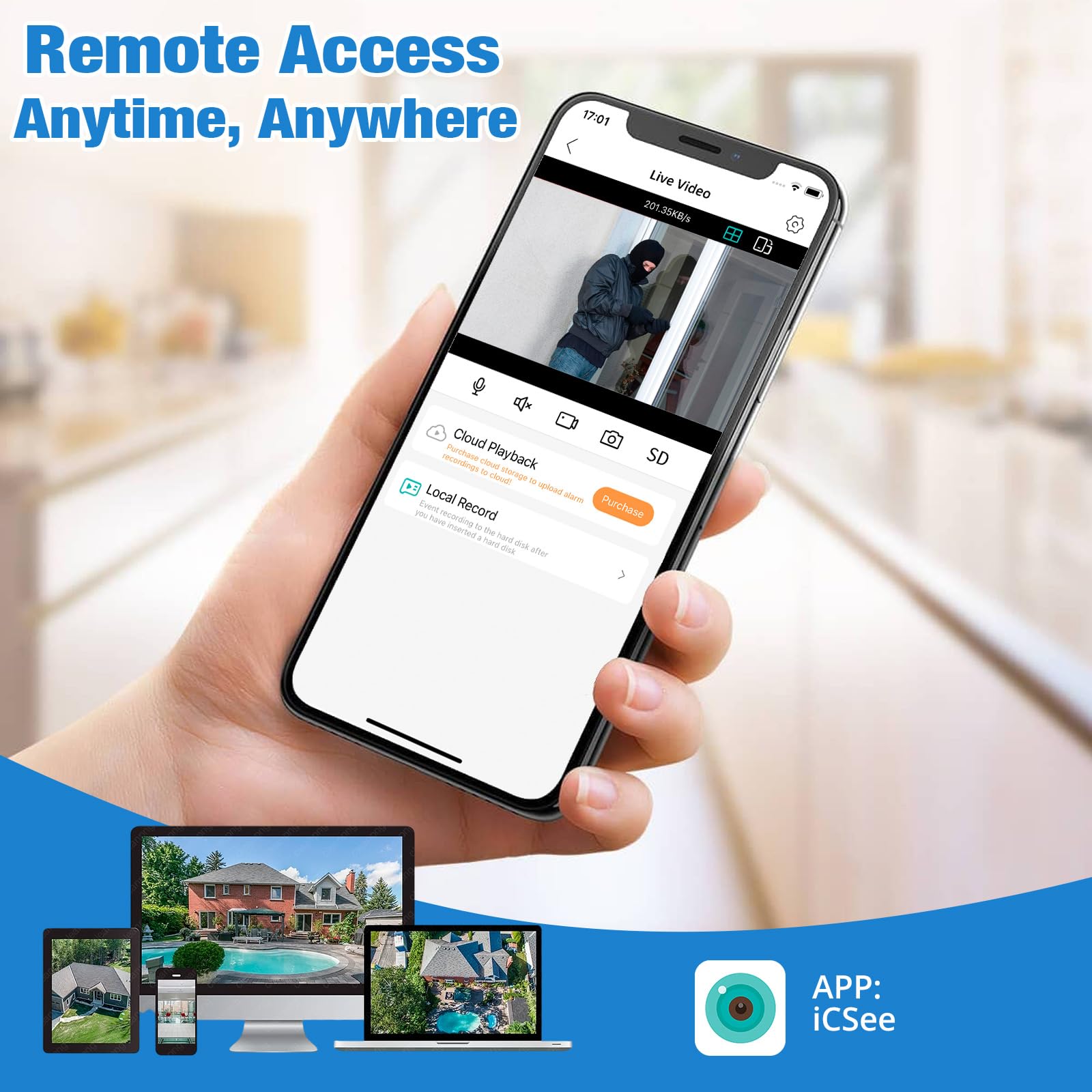 Grabadora de seguridad DVR de 8 canales 1080P con disco duro de 2 TB, DVR con cable para cámara de seguridad, grabadora de video digital híbrida 5 en 1 de 8 canales compatible con cámaras TVI