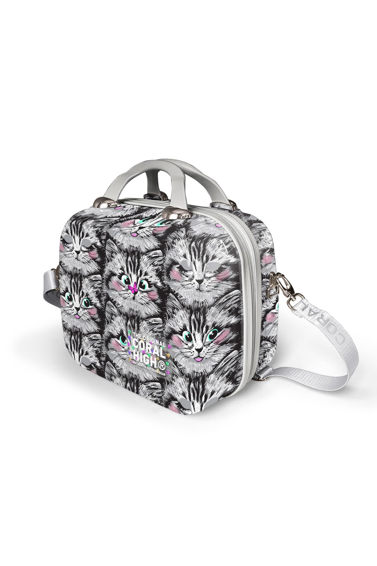 Coral High Kedi Desenli Omuz Askılı PC Makyaj Çantası 16899