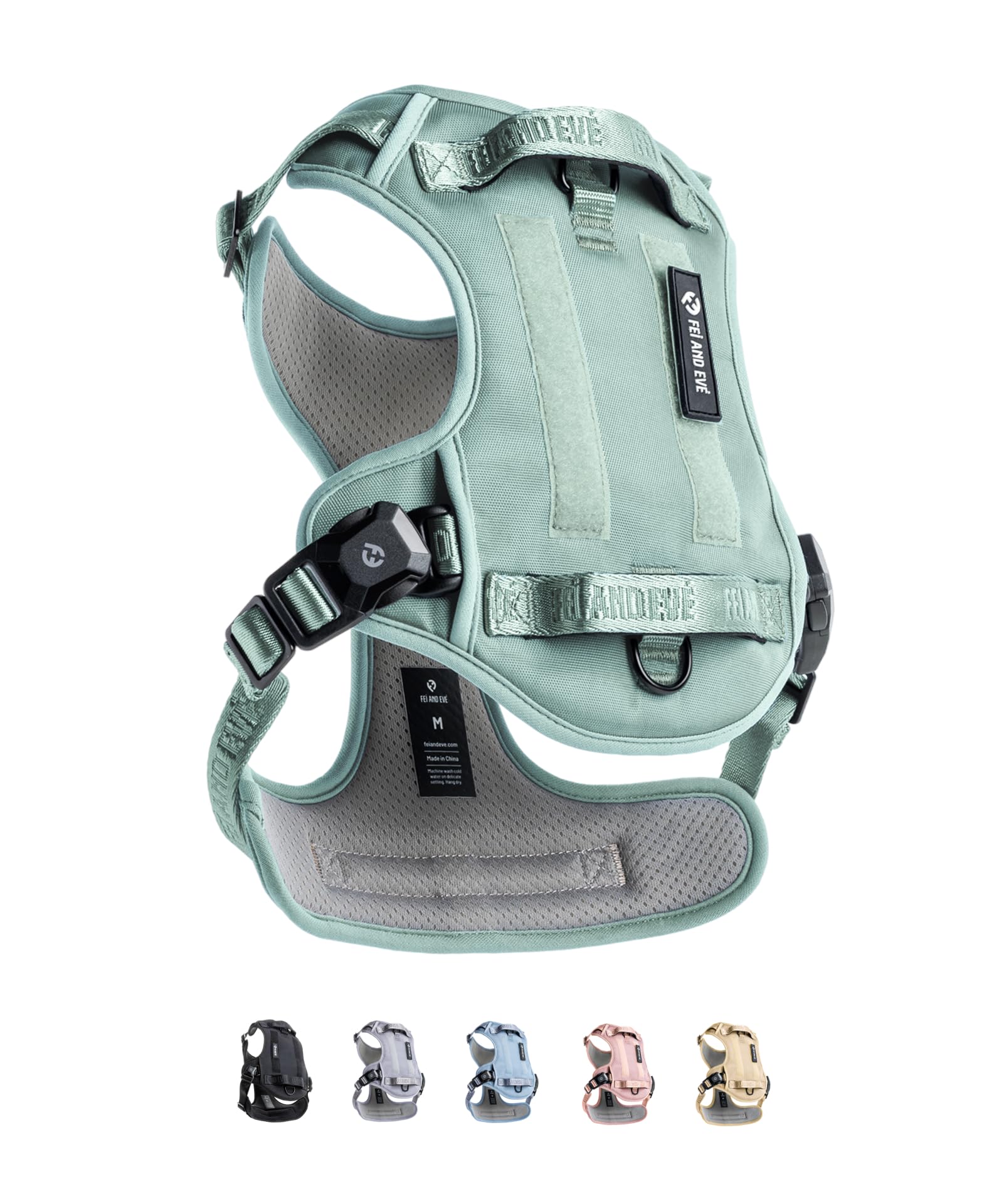 2026 New Edition, Fei & Eve MagEase Dog Harness - 3-Second Magnetic Buckles | 3-Point No-Pull Control | Heavy-Duty 900D Nylon | Dual Safety Handles | Breathable Mesh | Adjustable Fit | Medium, Green