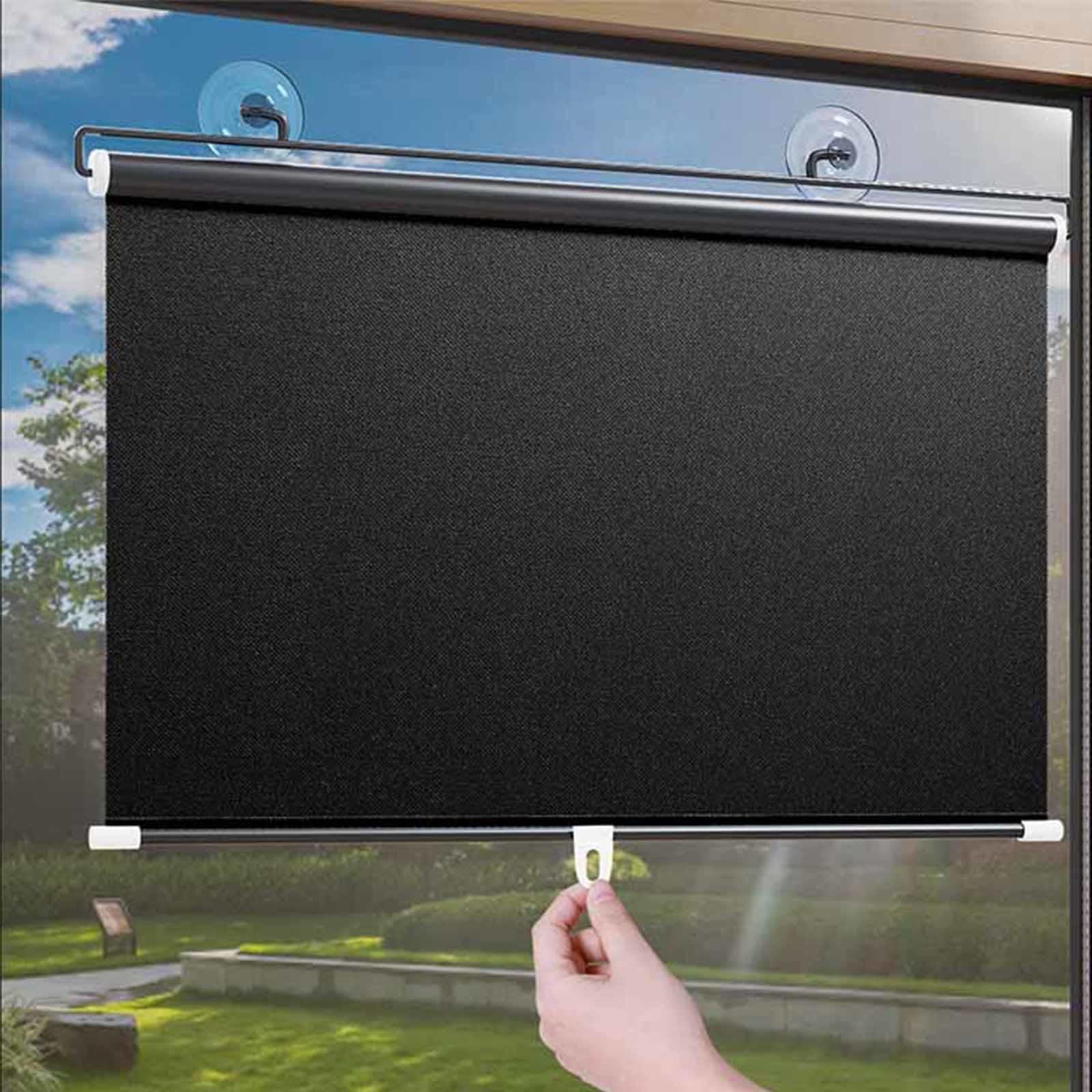 Dzhtuf Black 99% Out Curtains, Temporary Blinds, Cordless Roller Blinds With Springs, Waterproof Roller Blinds, 60/65/70/72/75Cm, For Living Rooms, Bedrooms And Bathrooms.,-80X110cm/31X43in