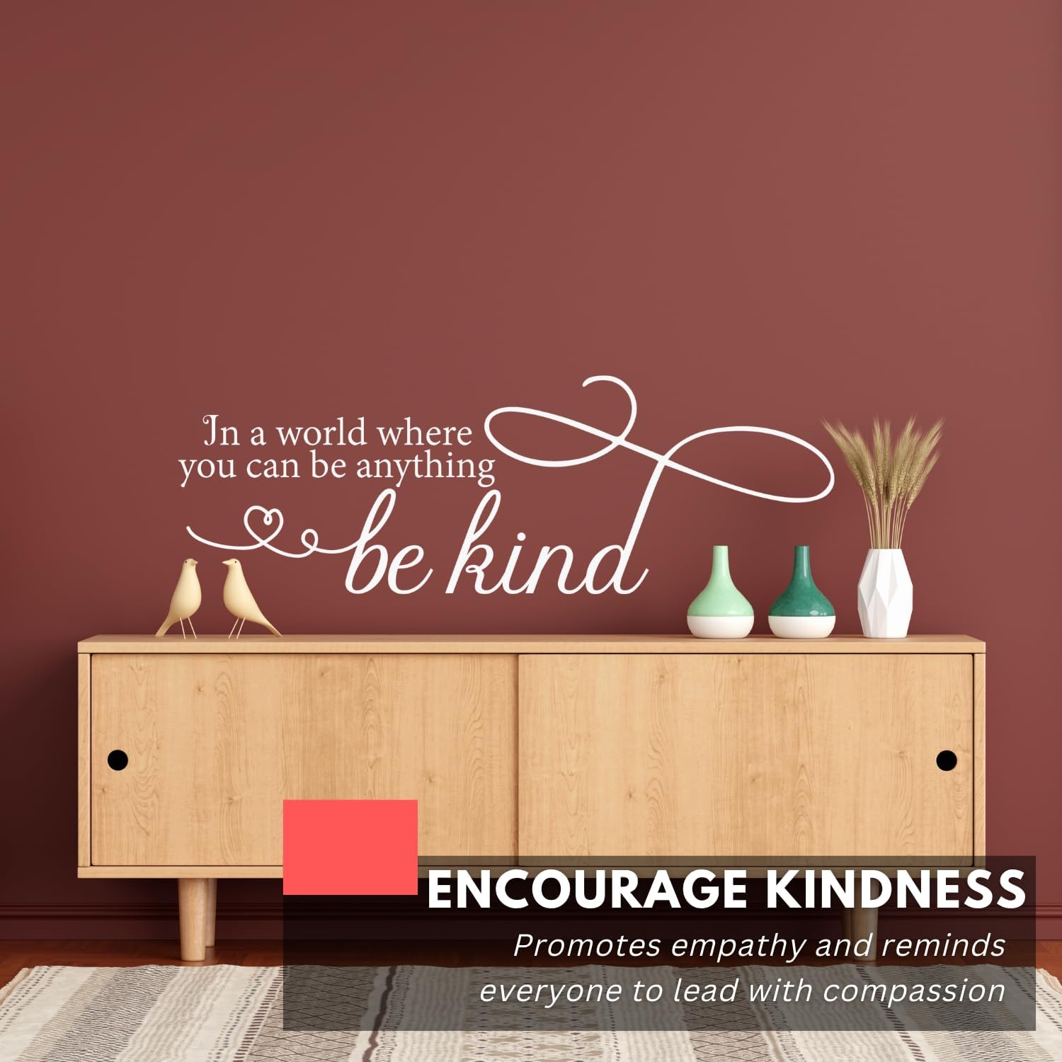 My Vinyl Story – in a World Where You Can Be Anything Be Kind Wall Decal – Inspirational Motivational Vinyl Quote Sticker Decor for Home Classroom, Removable (Black, 30x10 inches)