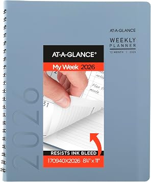 AT-A-GLANCE 2026 Planner, Weekly & Monthly, 8.25" x 11", Large, Contemporary Lite, Slate Blue 70940X2026