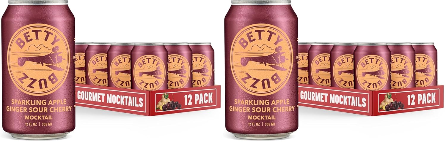 Betty Buzz Oak Smoked Lemonade Sparkling Mocktail by Blake Lively (12 pack Cans) - Natural Flavors & Sweeteners, Only Clean Ingredients