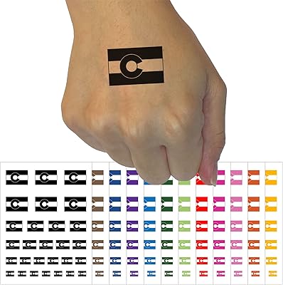 Colorado State Flag Temporary Tattoo Water Resistant Fake Body Art Set Collection - Yellow (One Sheet)