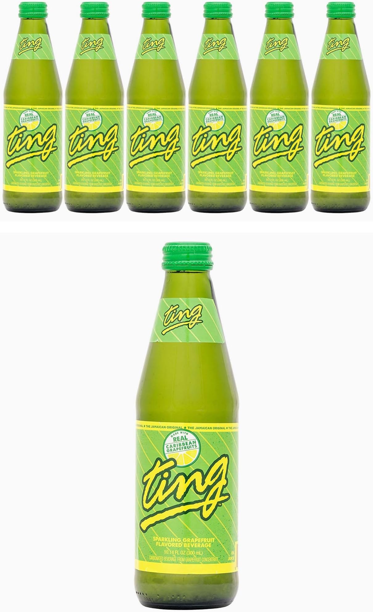 Ting, Sparkling Jamaican Grapefruit Flavored Beverage, 10.14oz Glass Bottle (Pack of 6, Total of 60.84 Fl Oz)
