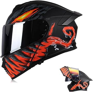 Modular Motorcycle Helmet for Men Women, Dual Visor Flip up Motorcycle Helmets DOT Approved Full Face Helmet for Adults