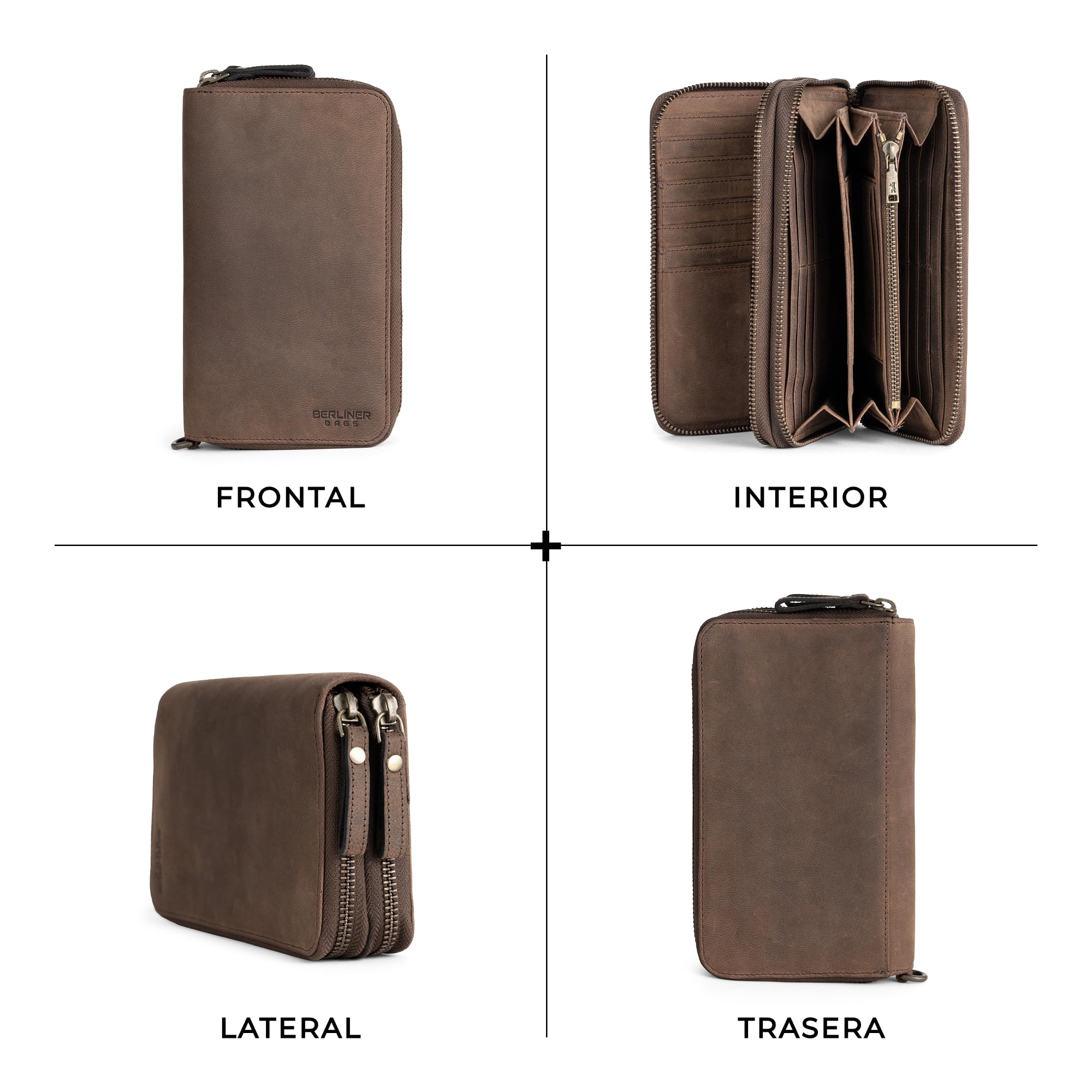 Berliner Bags Dallas M Cartera de Piel Auténtica Hombre, RFID, Organizador
