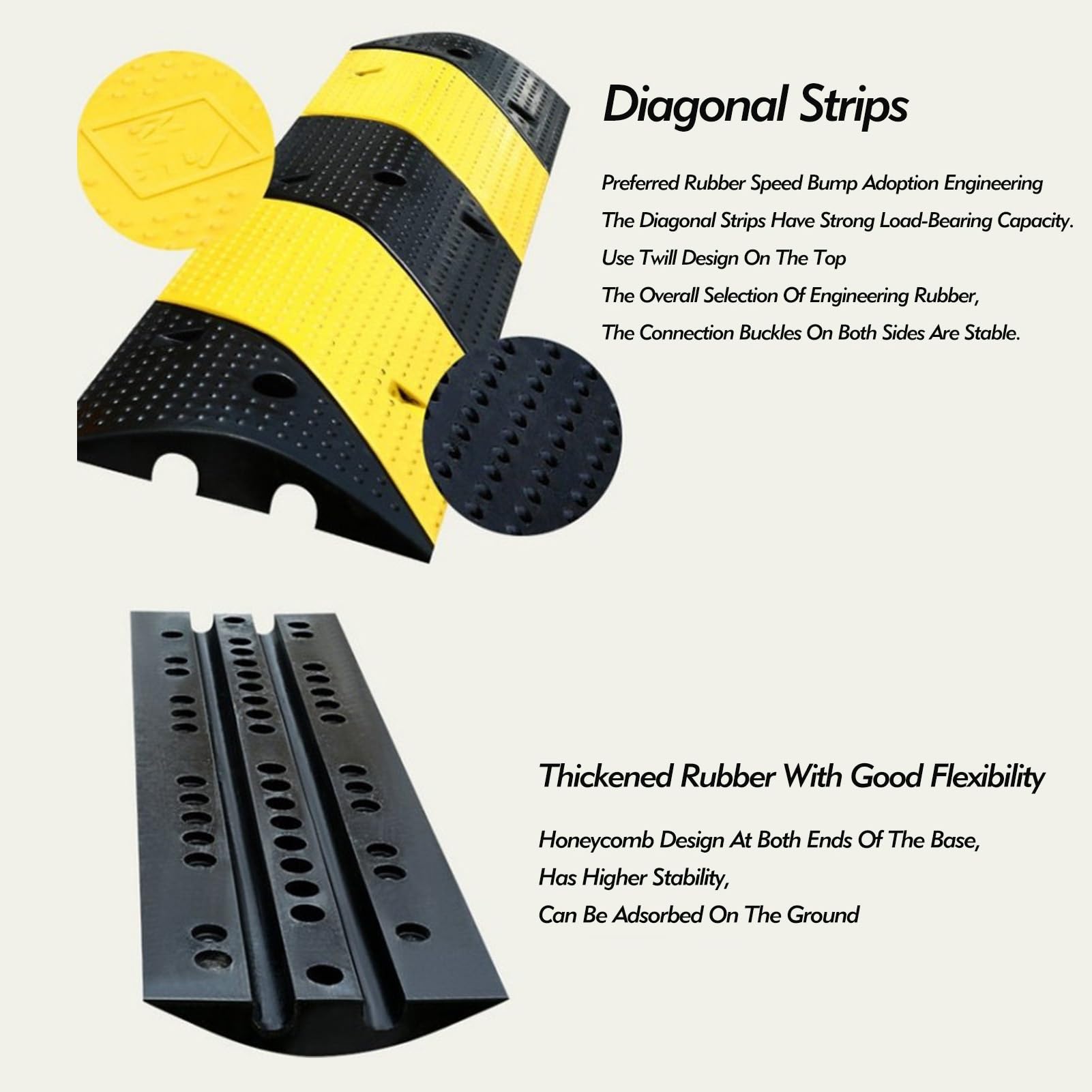 Topes de velocidad, cubierta protectora de goma para cable de velocidad de 2 canales, almohadilla de rampa modular para tráfico de aire libre, protector de manguera de rampa de cable de suelo