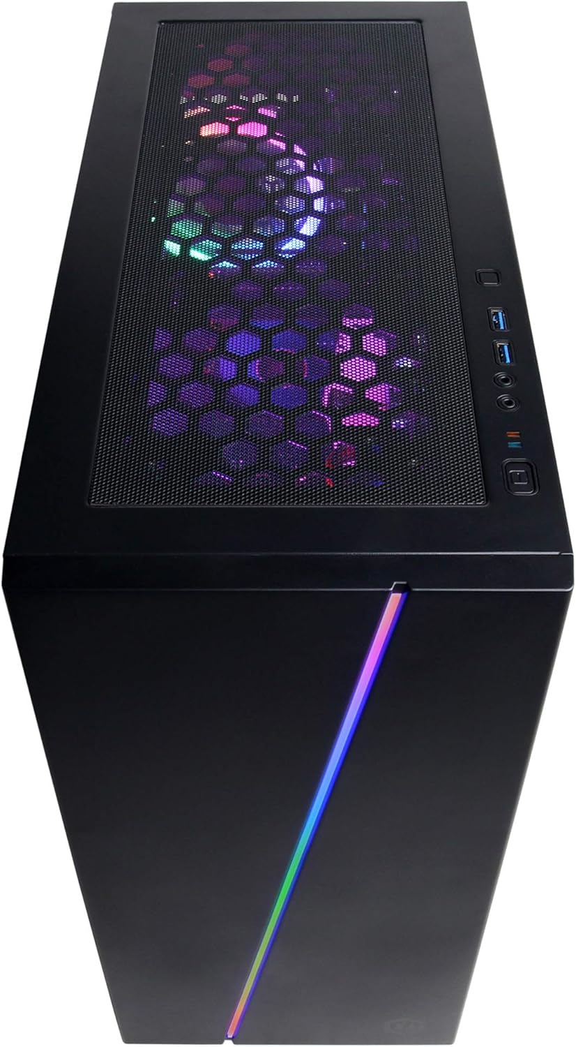 Puncak view of CyberpowerPC Gamer Master PC with mesh and ports