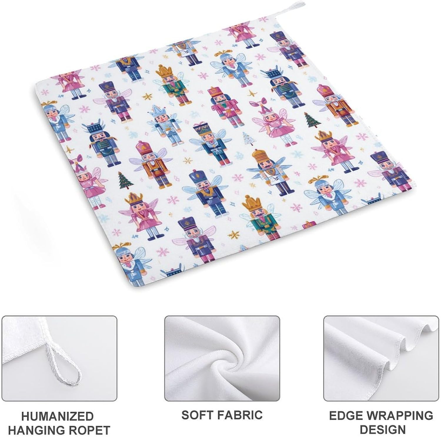 Christmas Nutcracker Hand Towels for Bathroom Handkerchief | Absorbent,with Hanging Loop,Kitchen Towels,for Home Hotel,Soft