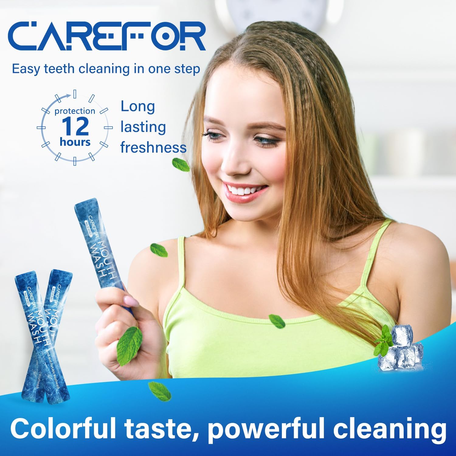 Travel Size Mouthwash Fresh Breath Alcohol-Free Gentle Individual 20 Packs image 2