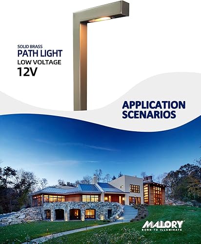 Miniatura 2 de MALORY Paquete de 4 luces LED de bajo voltaje para camino de paisaje con bombilla G4 (21.87 pulgadas de alto) 12 V de latón, luces de paisaje