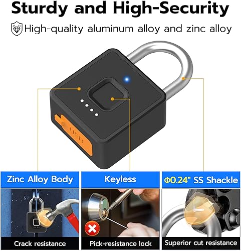 Miniatura 6 de Anweller - Candado inteligente sin llave, con teclado de código, bloqueo biométrico de combinación de aplicación Bluetooth para armario, unidad de