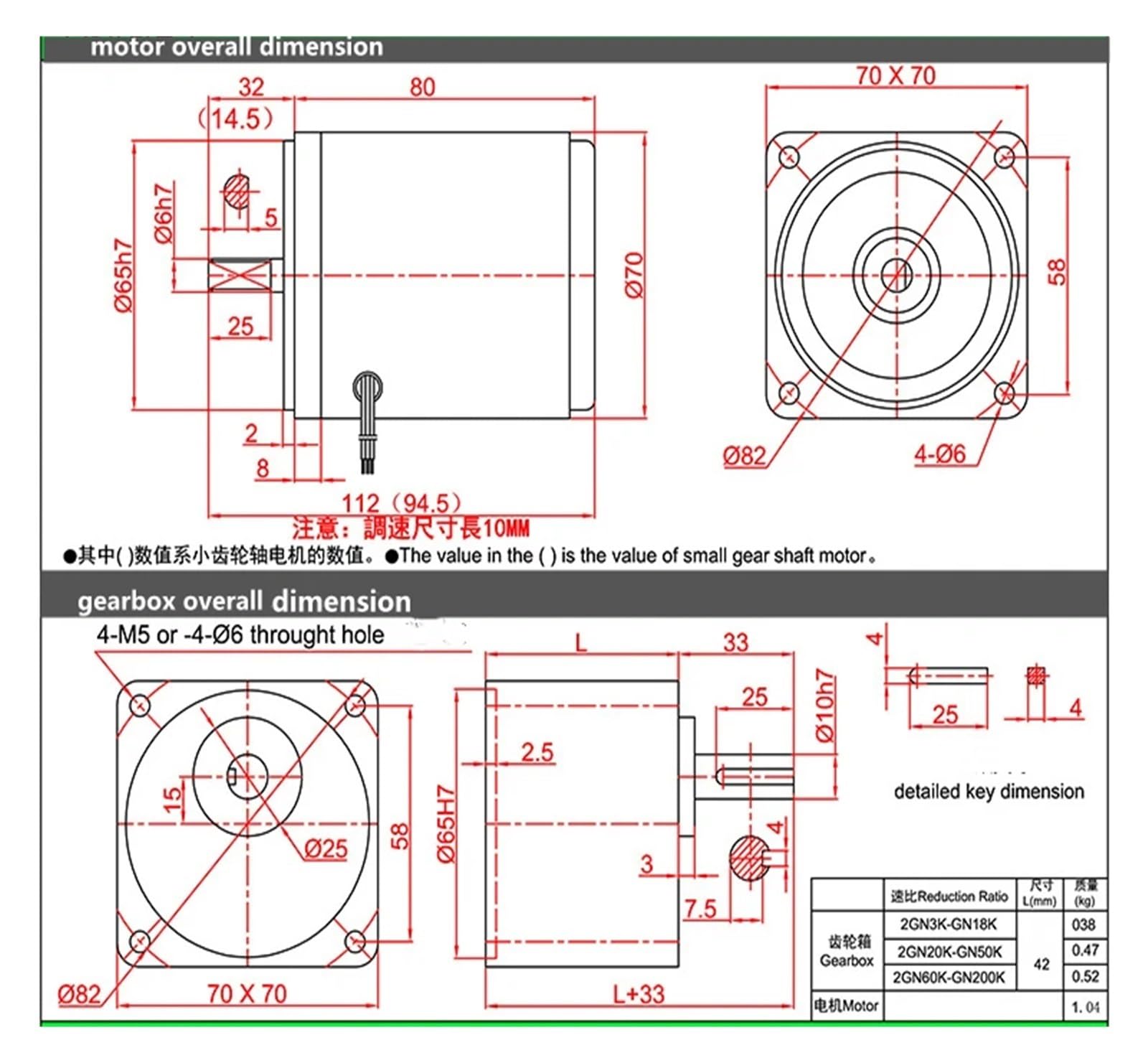 Motorreductor de CA de 220 V y 15 W, con condensador, motor monofásico, motor de velocidad fija(60RPM only motor)