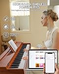 STRICH 88 Key Piano numérique, Hammer-Action Weighted Clavier, Couverture de bureau de pleine taille Piano électrique avec support, 25Wx2 Haut-parleurs, écouteurs, trois pédales, SDP-350S(Couleur Acajou)