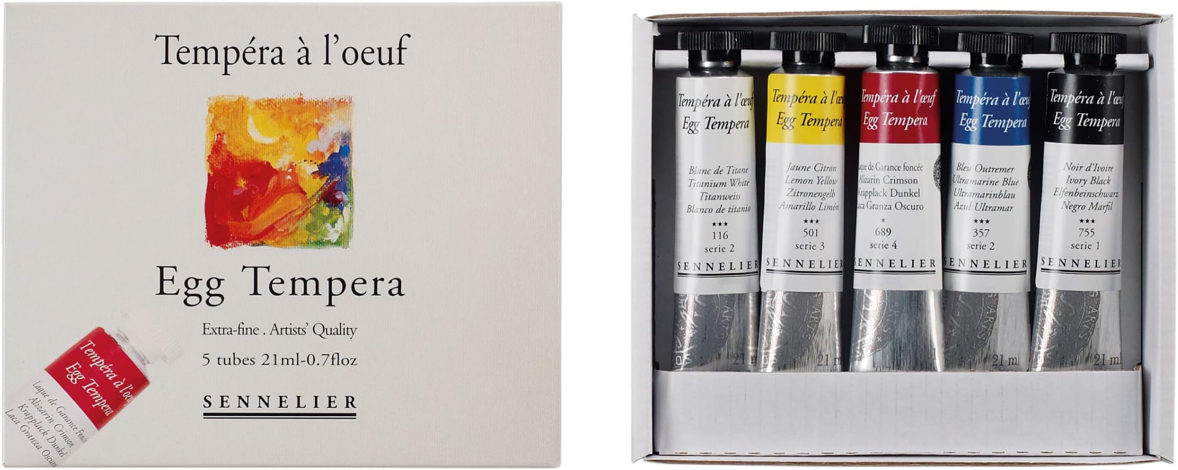 Egg Tempera Starter Set 5x21ml Tubes