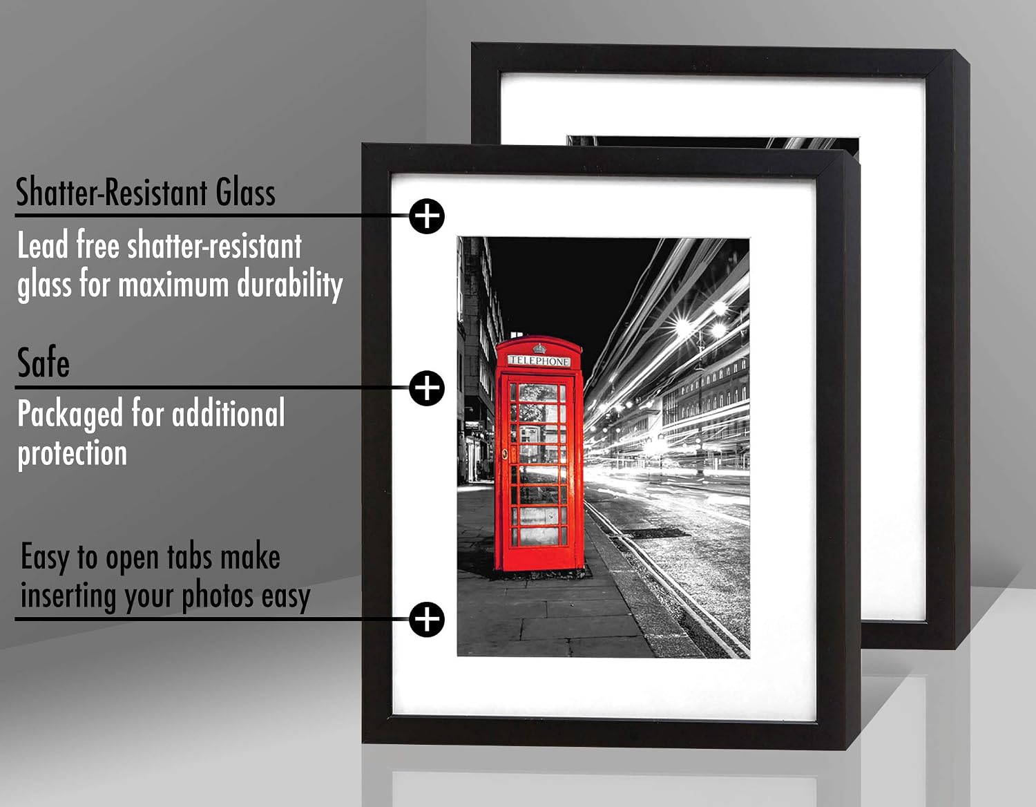 Americanflat Picture Frame in Black with Shatter Resistant Glass - Horizontal and Vertical Formats - Wall Mounted - 11" x 14" - Pack of 12