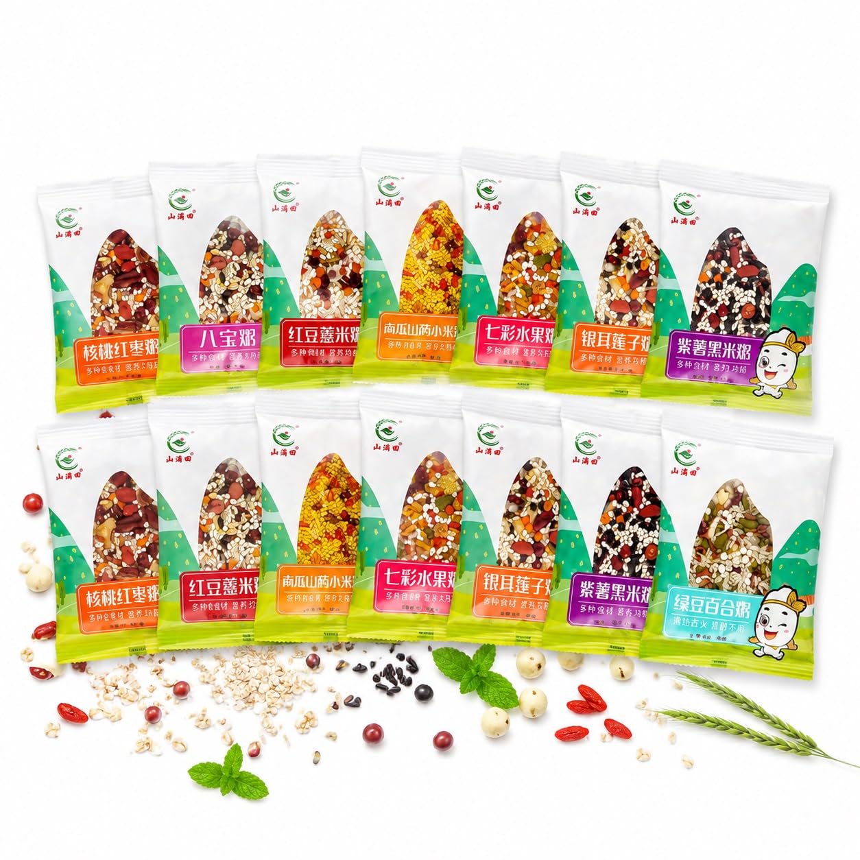Set de regalo de gachas de cereales variadas for 15 días, 1500 g, mezcla de sopa de arroz natural de varios tipos