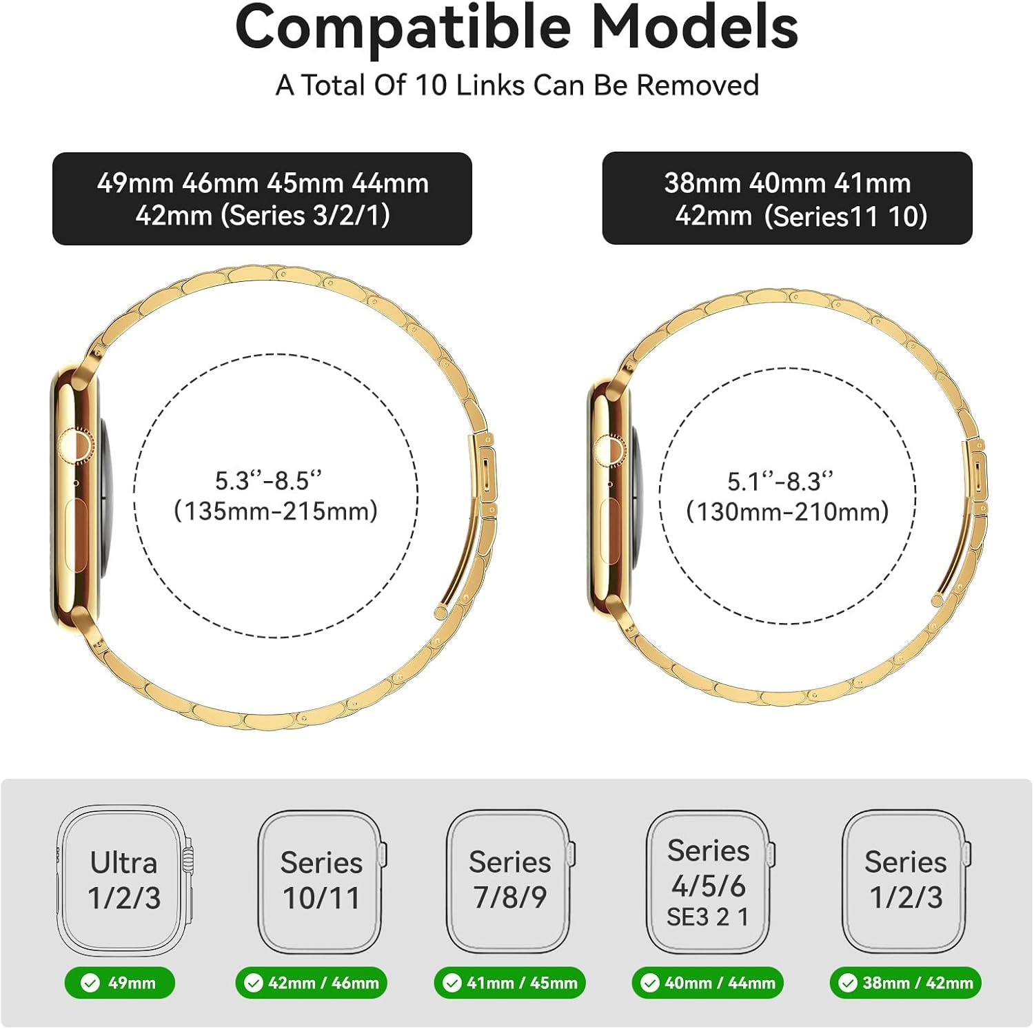 SUNFWR Compatible with Apple Watch Band 44mm 45mm 42mm 46mm 49mm for Men Women, Stainless Steel Metal iWatch Band for Apple Watch Series 11/10/9/8/7/6/5/4/3/2/1/SE/SE2/SE3 Ultra3/2/1 (No case)