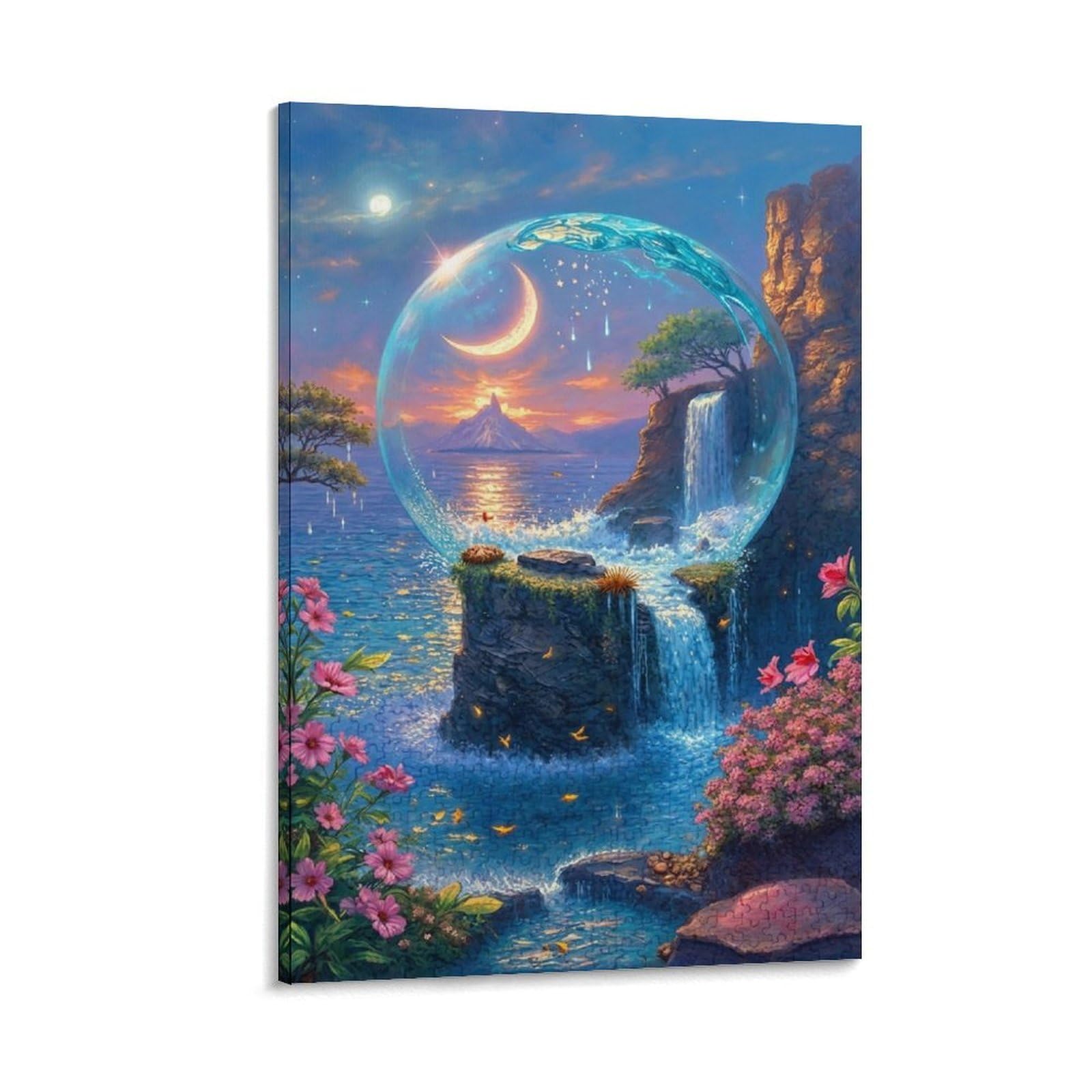 DHBANEIOK Fantasy Landscape Globe Poster Artwork Giclee Canvas Prints Modern Wall Art Picture Wall Hanging for Bathroom Wall Decor 24x36inch(60x90cm)