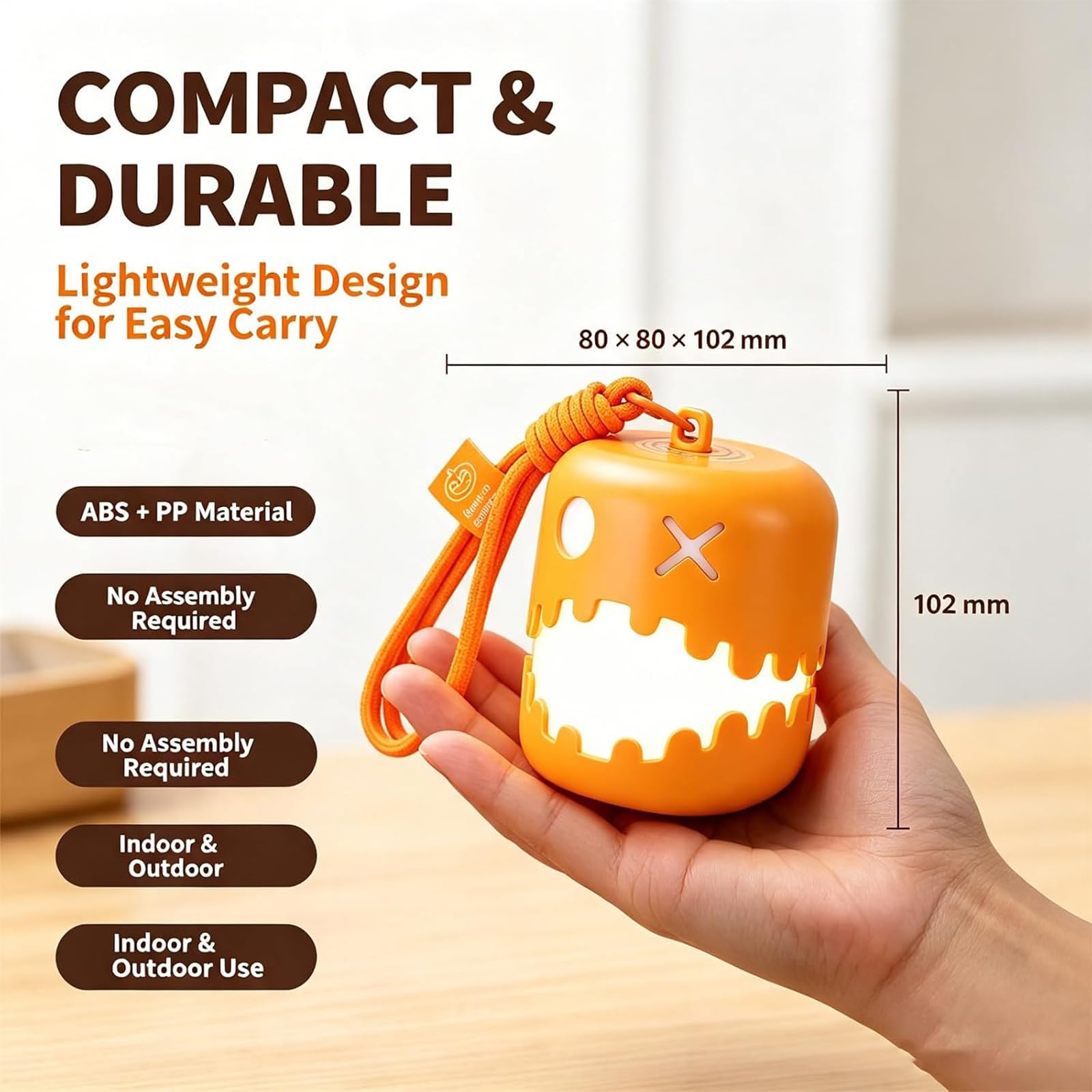 Calabaza Luminosa de Halloween (Jack-o'-Lantern) de 4 Pulgadas，1pcs