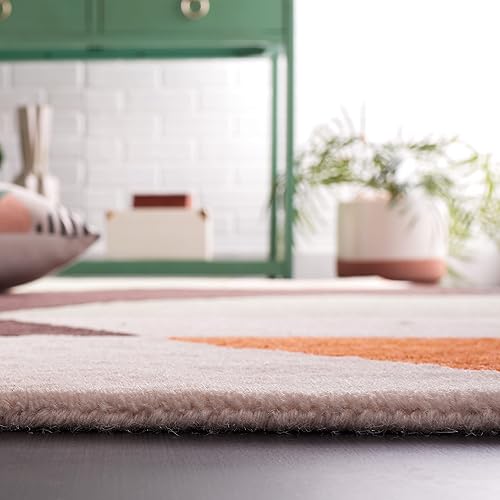 Miniatura 5 de Safavieh Rodeo Drive Collection - Alfombra decorativa de 3 x 5 pies, verde y marrón, hecha a mano de lana abstracta moderna de mediados de siglo,