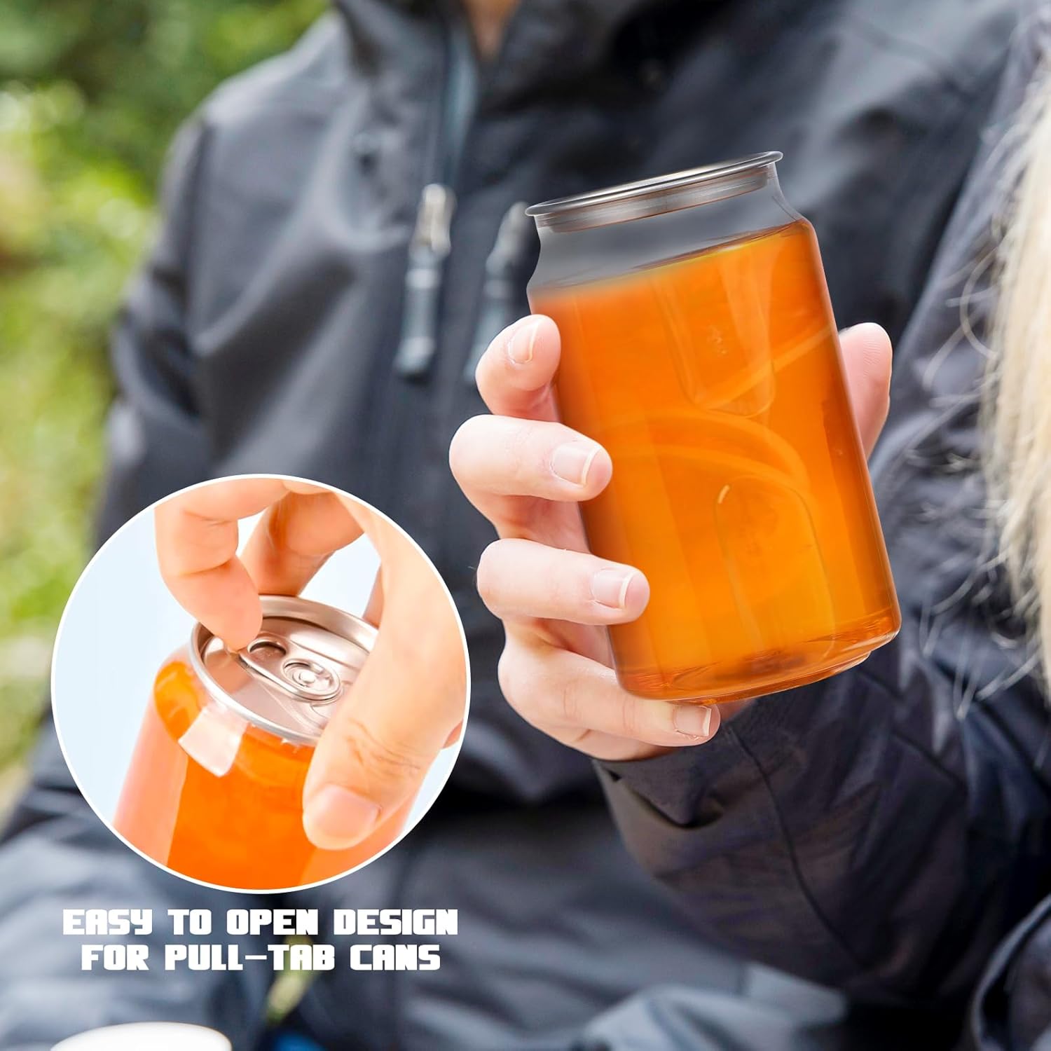 BESTonZON Reusable Pet Bottles 12Oz Clear Plastic Drink Containers with Easy-Grip Pull Lids Multipurpose Water Juice Smoothie Bottles for Indoor and Outdoor Use 4.72X2.55X2.55 Inch - Image 3