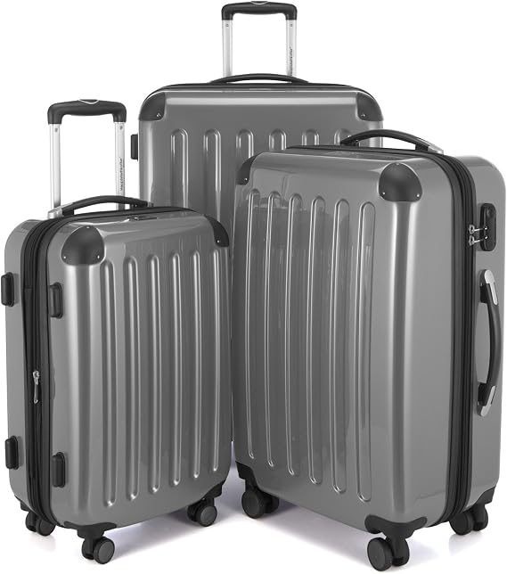 HAUPTSTADTKOFFER - Alex - Set of 3 Hard-side Luggages Trolley Suitces Expandable, (S, M & L), silver