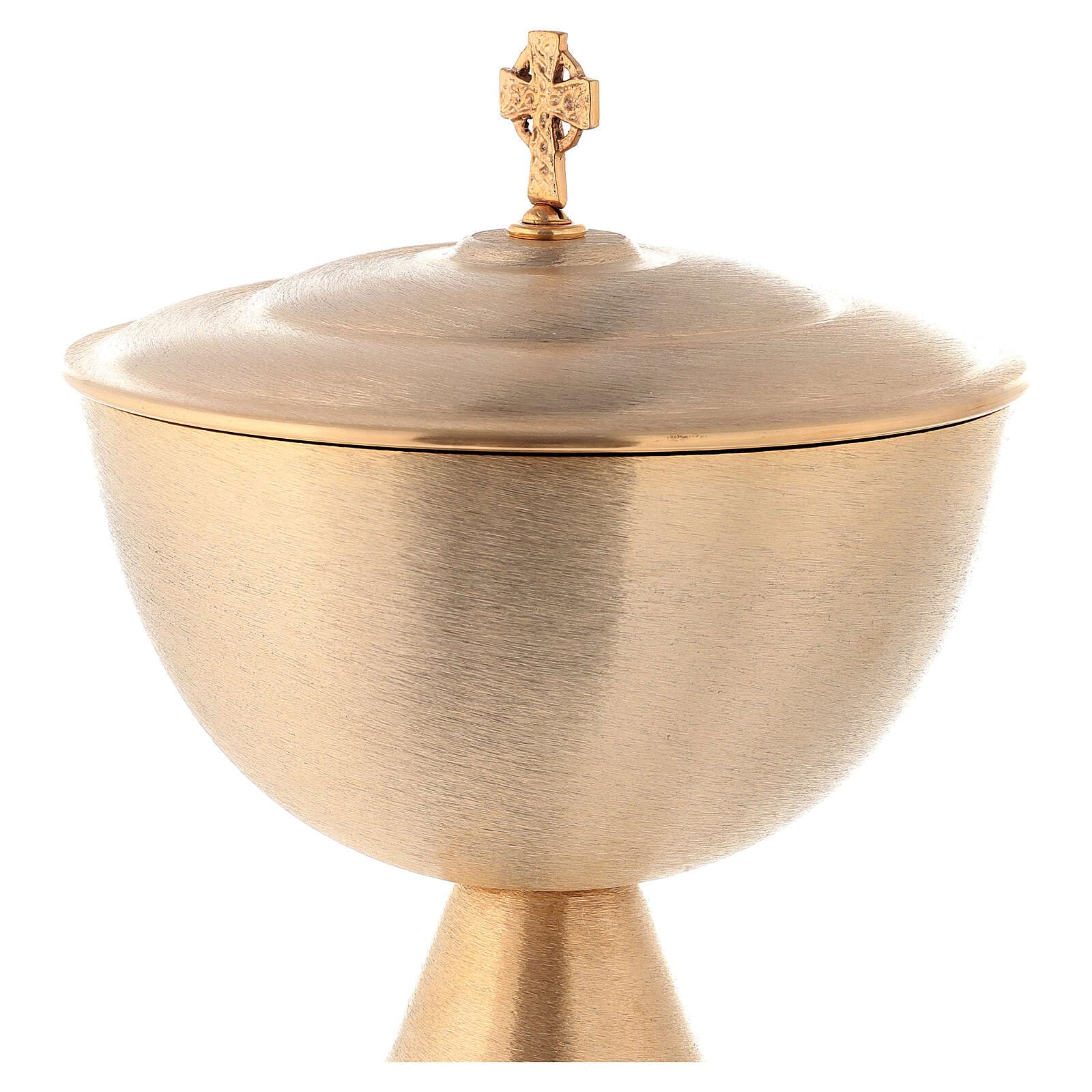 Holyart Kielichy Puszki Pateny metal: Kielich, puszka patena kielichowa i patena głęboka, satynowane, pozłacane poprzez zanurzenie w złocie, Puszka