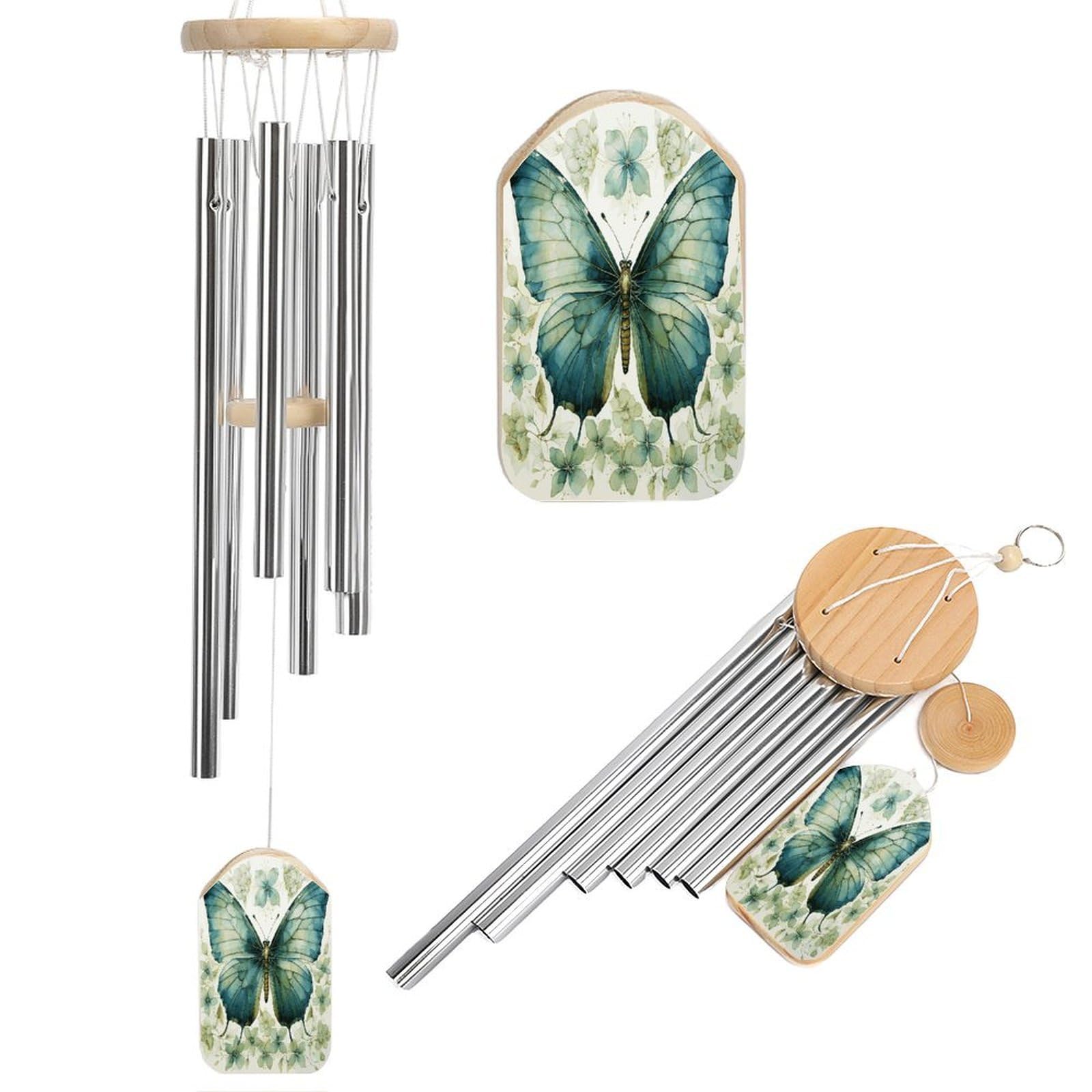 Fekiloot Style Garden Butterfly Tone Wind Chimes For Outside,Wind Bell With 6 Aluminum Alloy Tubes,Sympathy Wind Chime For Yard/Garden/Patio Decor