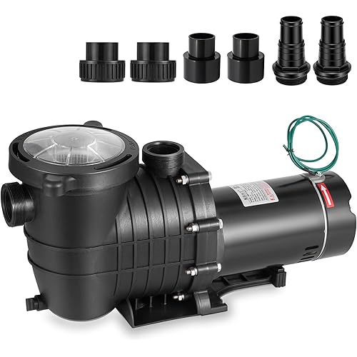 2 HP Pool Pump 6800 GPH Self Priming in/Above Ground Swimming Pool Pump 110V/220V Dual Voltage Single Speed Pumps with Strainer Basket 6Pcs Connectors