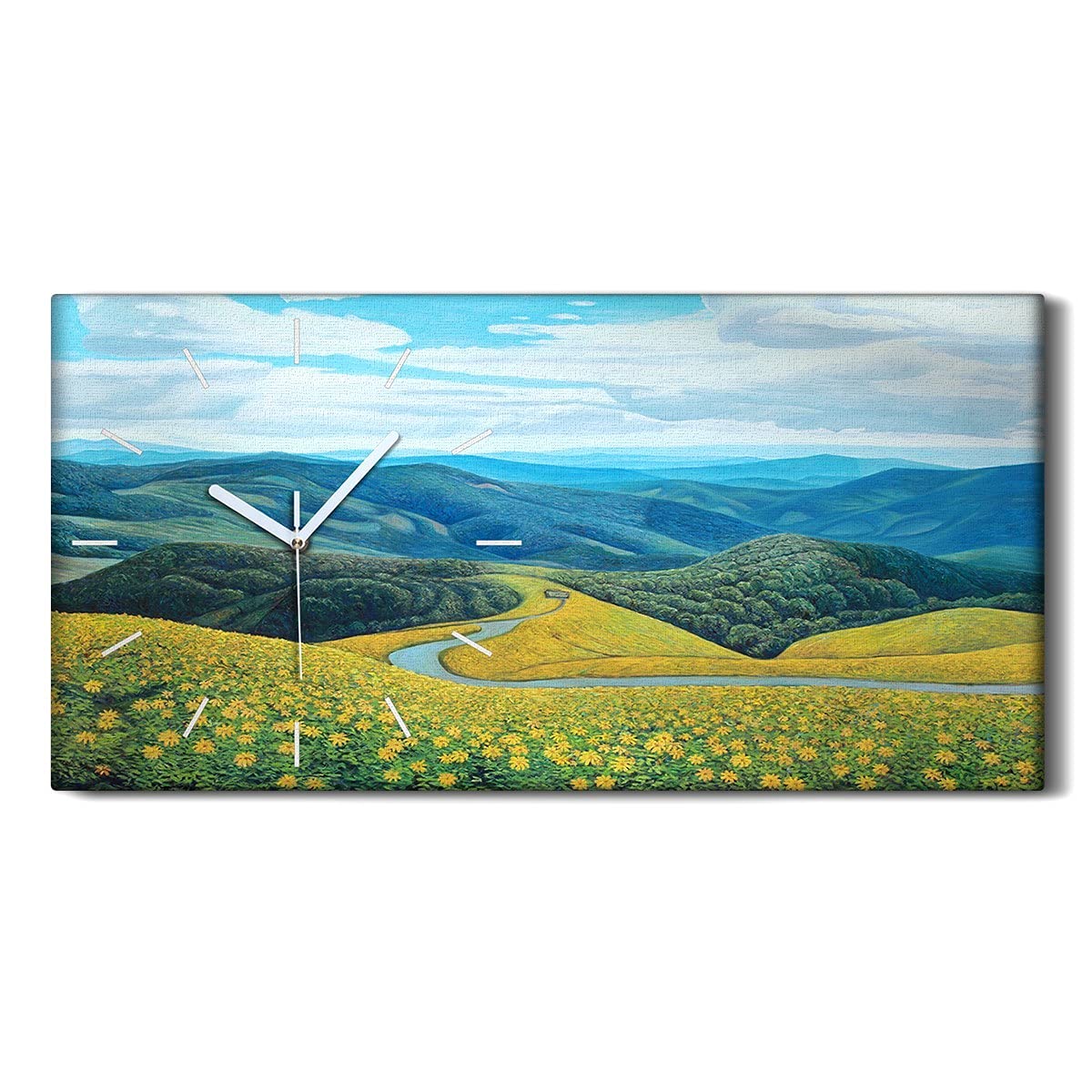 Horloge sur Toile Décoration Salon Chambre Paysage Montagne 60x30cm