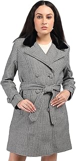 honnete Women Check Double Breasted Regulat fit Coat with Belt for Winter Fashion-picture-34