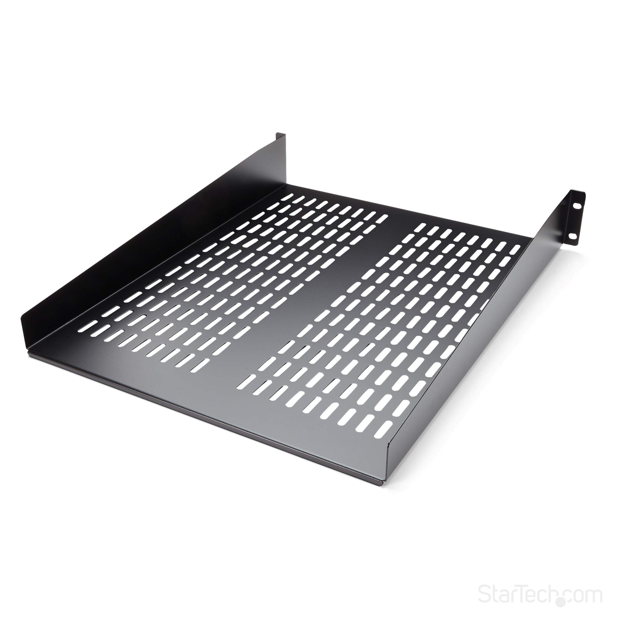 'StarTech. com Ripiano per armadio server rack universale montaggio 2U 22 in profondità fissa – 22 kg – Accessorio per rack (Nero, 22,6 kg, 55,88 cm (22), 48,27 cm, 56 cm, 8,8 cm