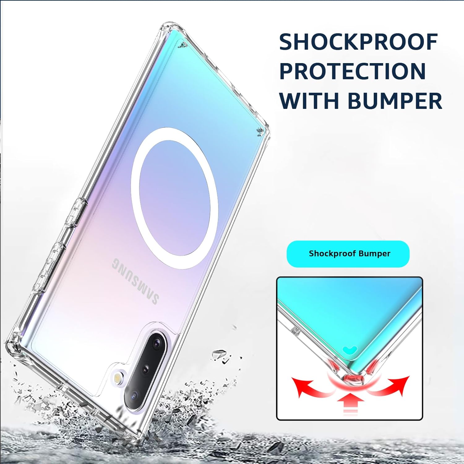 Clear Magnetic Phone Case for Samsung Galaxy Note 10, 6.3-Inch Compatible with MagSafe Shockproof Protection Anti-Yellowing TPU PC Cover Bumper Wireless Charging Compatible - Image 3