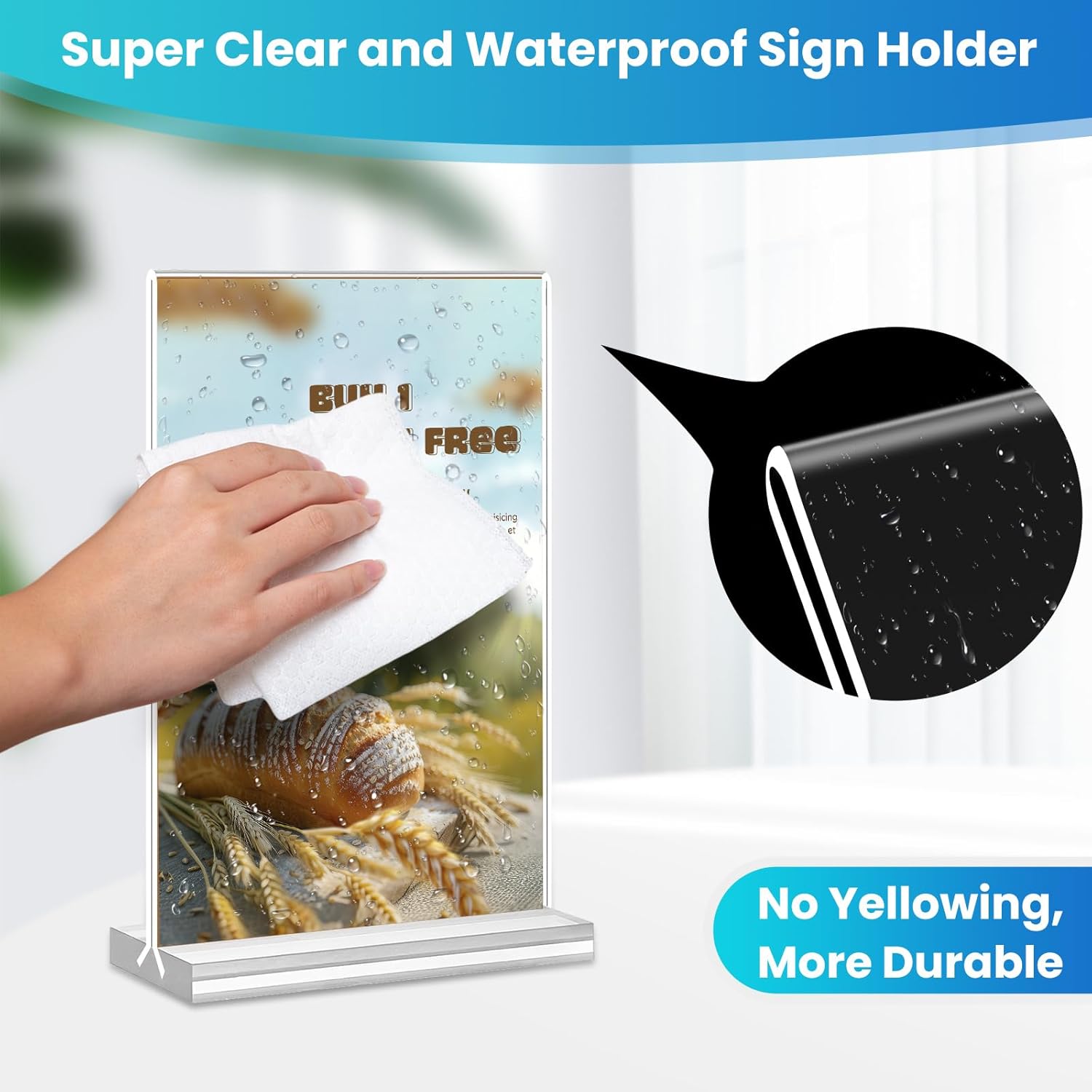 Acrylic Sign Holder 4x6, 15 Pack Clear Double Sided Menu Vertical Display Stand, Desktop Paper Holder Suitable for Restaurants, Office, Store, Show Fair - Image 4