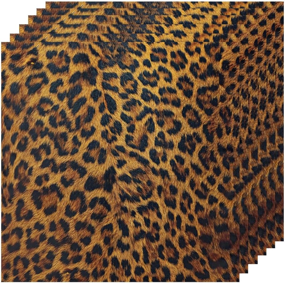 Cloth Napkins Set of 6 Leopard Dinner Napkins Set 20 x 20 Inch Washable Reusable Table Napkin, Table Decor for Kitchen Festival Holiday