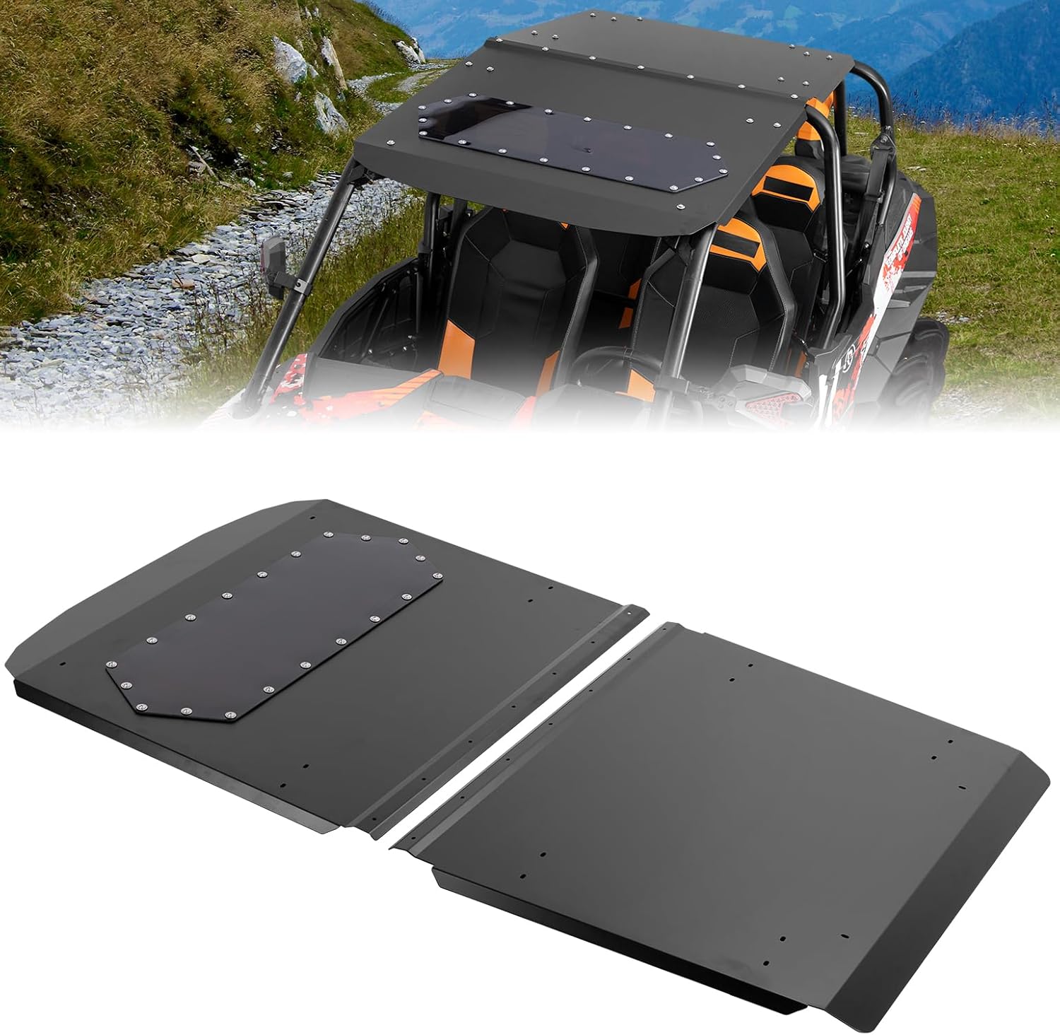 KEMIMOTO Aluminum Roof with Tinted Sunroof Compatible with RZR XP 4 1000 (2014-2023), 4 Turbo, and 4 900: Reduces Sun Glare, Provides an Open-Air Feel, Noise Reduction, and Weatherproof Design